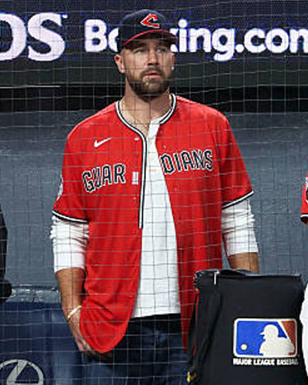 Travis Kelce Cleveland Guardians Red Baseball Jersey - back view