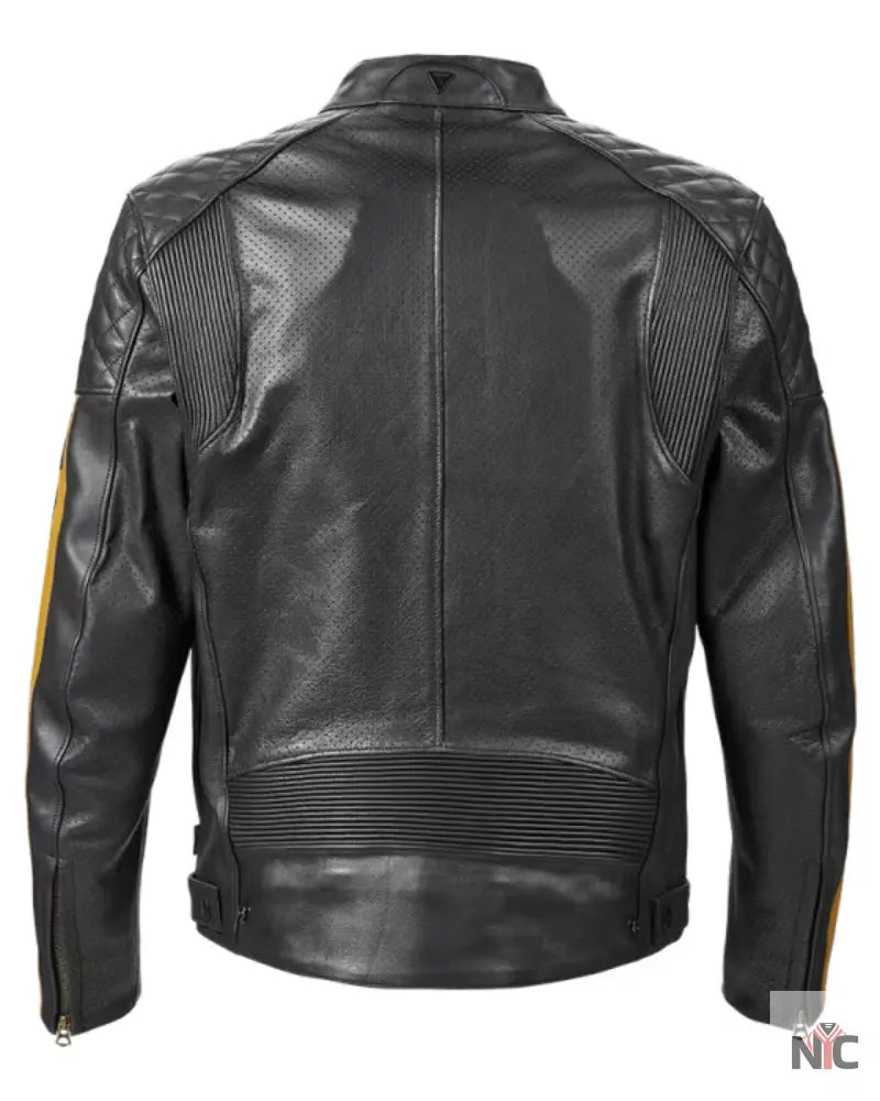 Triumph Men’s Black & Gold Motorcycle Braddan Air Race Jacket Clanton Jacket