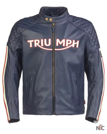 Triumph Men’s Blue Motorcycle Braddan Air Race Jacket Clanton Jacket