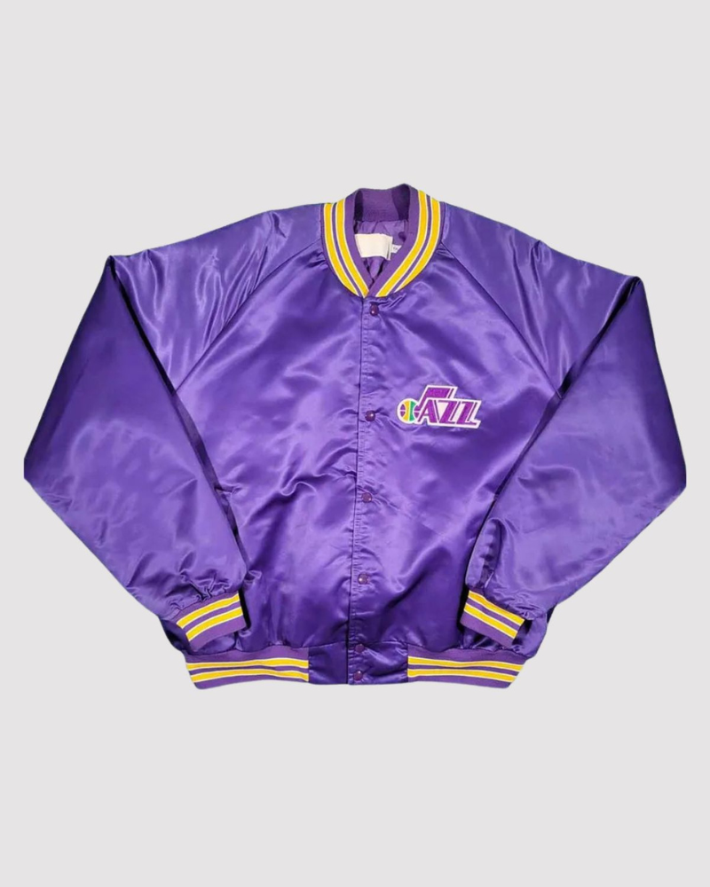 90s Utah Jazz Purple Satin Jacket