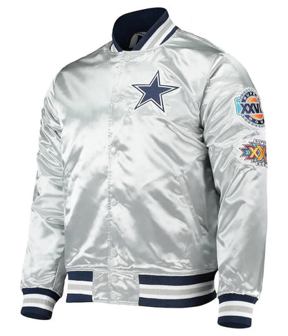 Dallas Cowboys Silver Satin Jacket - side view