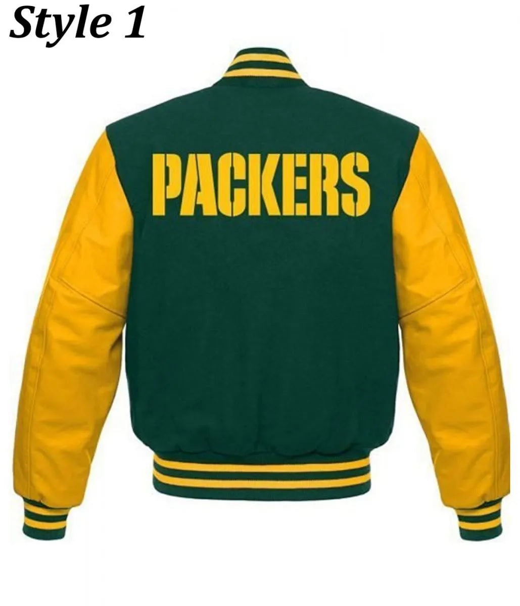 Varsity Green Bay Packers Letterman Jacket - back view