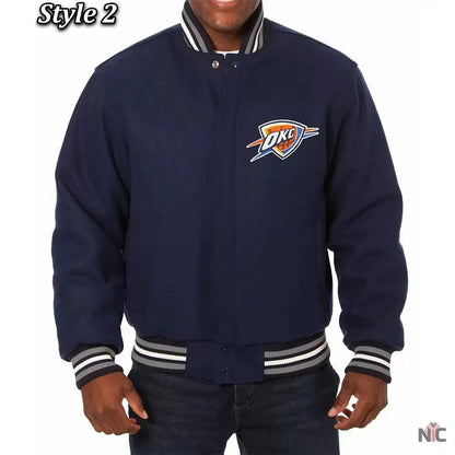 Varsity Oklahoma City Thunder Navy Wool Jacket Clanton Jacket