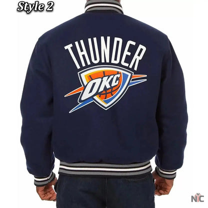 Varsity Oklahoma City Thunder Navy Wool Jacket Clanton Jacket