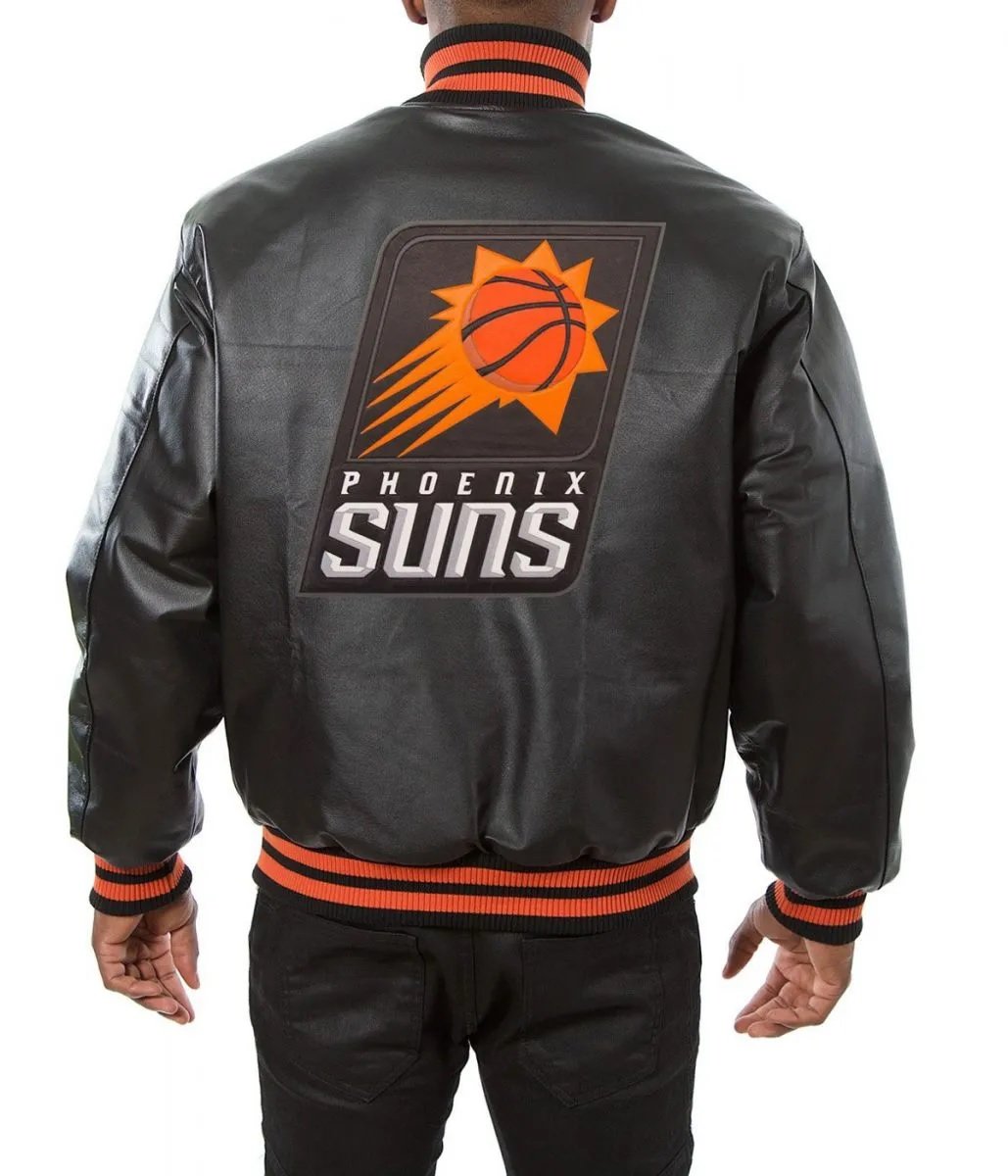 Varsity Phoenix Suns Black Leather Jacket - back view