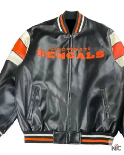 Vintage NFL Cincinnati Bengals Football Leather Jacket Clanton Jacket