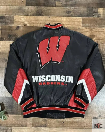 Vintage University Of Wisconsin Badgers Leather Jacket Clanton Jacket