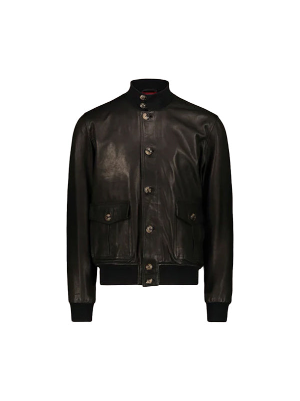 Vintage Black A-1 Flight Lambskin Leather Bomber Jacket