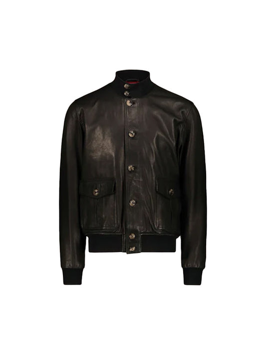 Vintage Black A-1 Flight Lambskin Leather Bomber Jacket