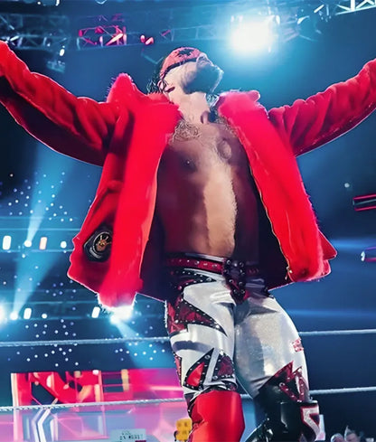 WWE Raw Seth Rollins Red Fur Jacket