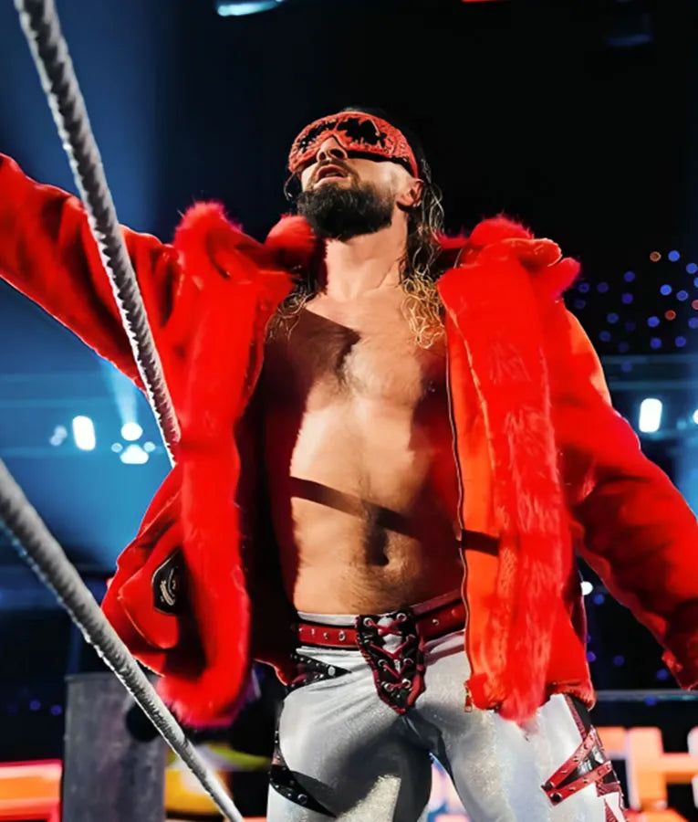 WWE Raw Seth Rollins Red Fur Jacket