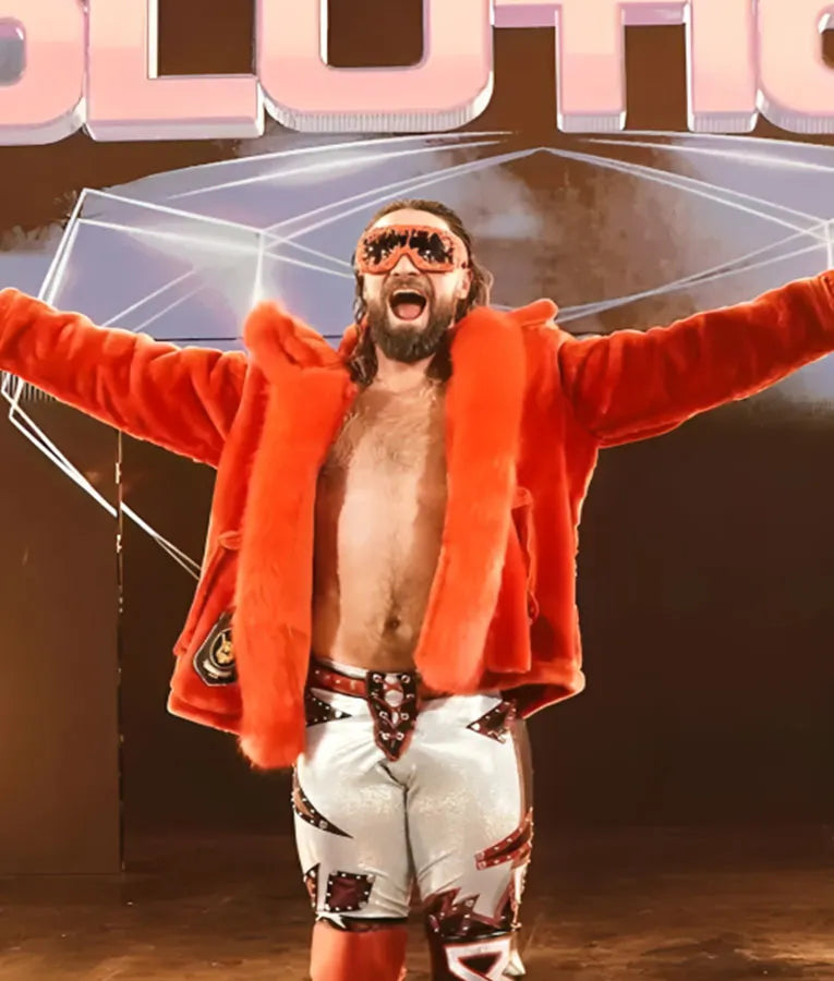 WWE Raw Seth Rollins Red Fur Jacket