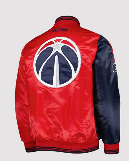 Washington Wizards Fast Break Satin Varsity Jacket - back view