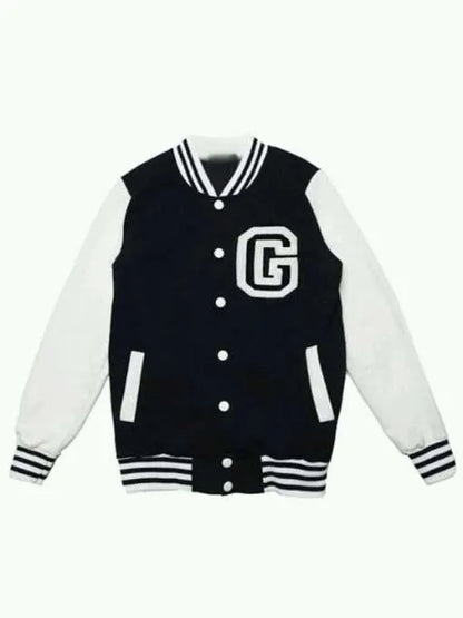 White and Navy Blue Letterman G Jacket