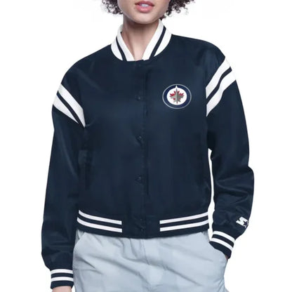 Winnipeg Jets Printed Logo Varsity Satin Jacket