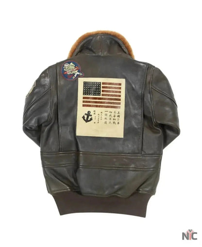 Women Top Gun Flight Leather Jacket Clanton Jacket