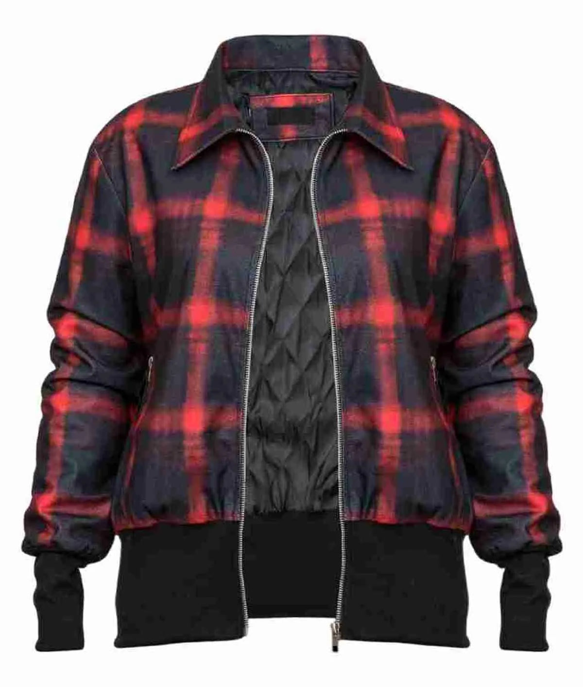 Women Plaid Zipper Jacket