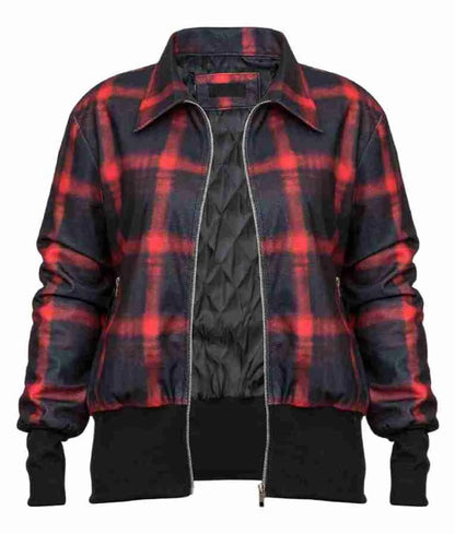 Women Plaid Zipper Jacket