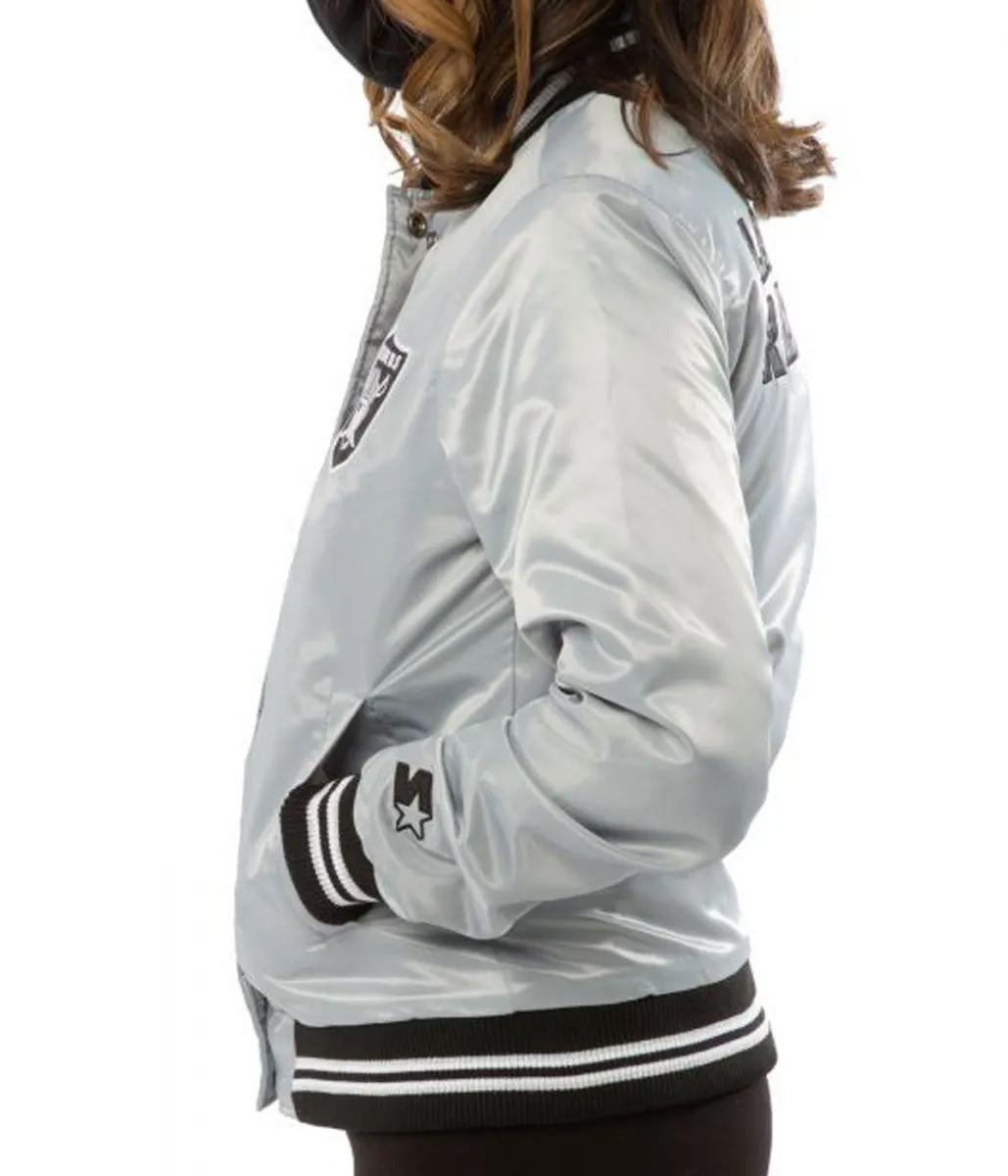Women's Raiders Las Vegas Satin Starter Jacket - side view