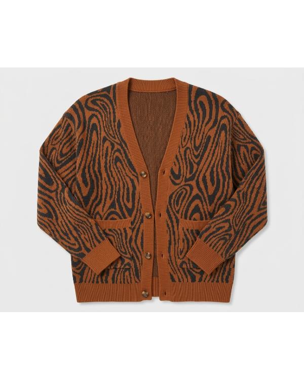 Bobby Moynihan NCIS Origins Season 3 Brown Swirl Print Cardigan - front view