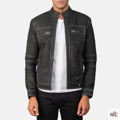 Youngster Distressed Black Leather Jacket Clanton Jacket