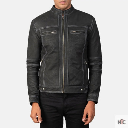 Youngster Distressed Black Leather Jacket Clanton Jacket