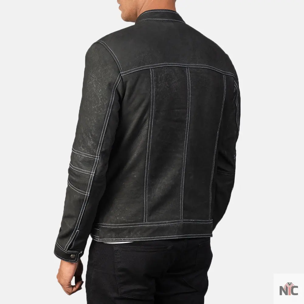 Youngster Distressed Black Leather Jacket Clanton Jacket