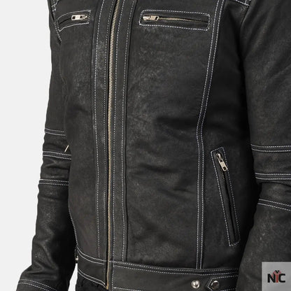 Youngster Distressed Black Leather Jacket Clanton Jacket