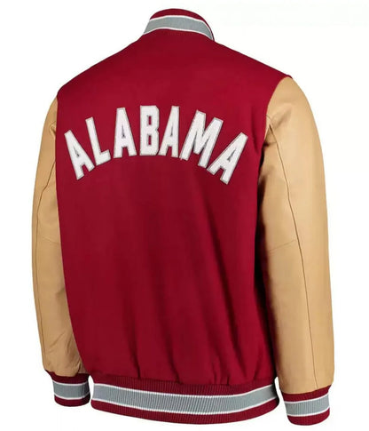 Alabama Crimson Tide Red Letterman Jacket - back view