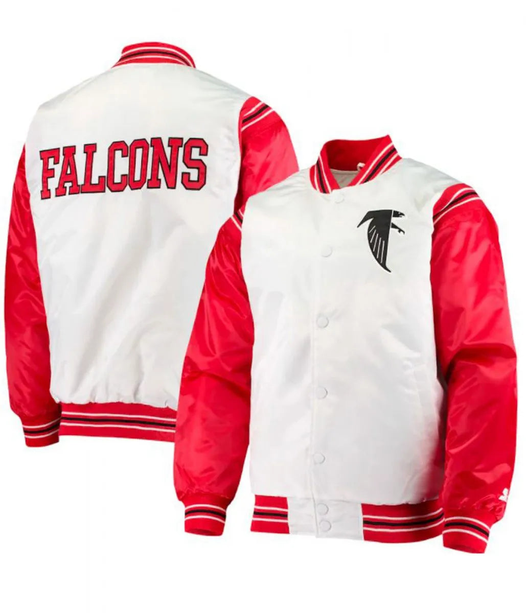 Atlanta Falcons Red and White Starter Satin Jacket - side view