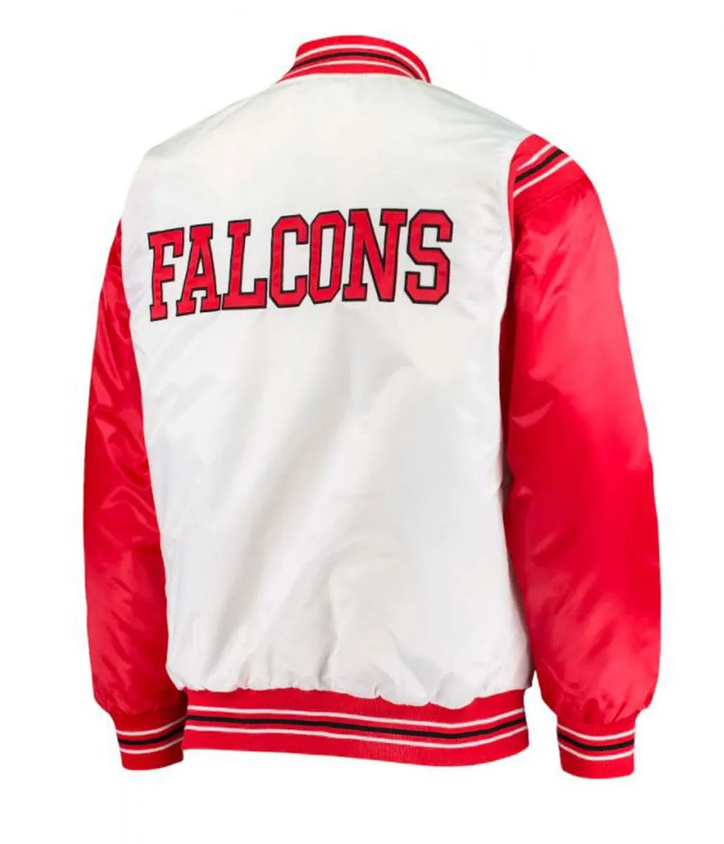 Atlanta Falcons Red and White Starter Satin Jacket - back view