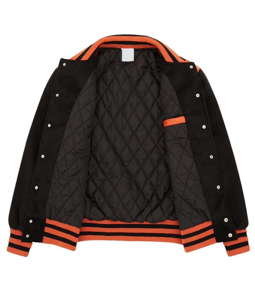 Icecream BBC Embroidered Black Varsity Jacket - side view