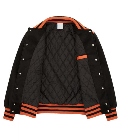 Icecream BBC Embroidered Black Varsity Jacket - side view