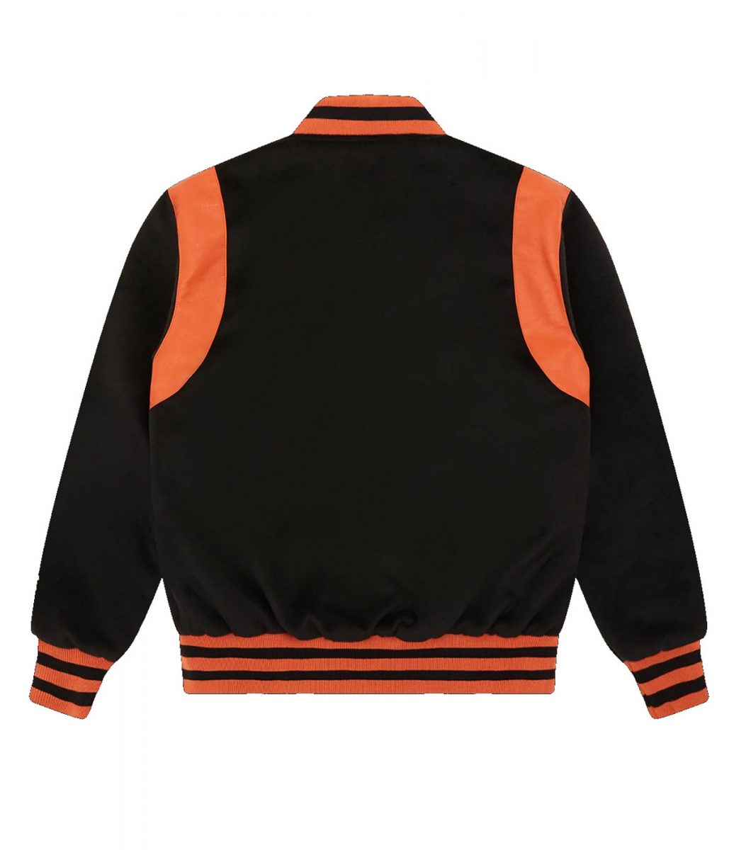 Icecream BBC Embroidered Black Varsity Jacket - back view
