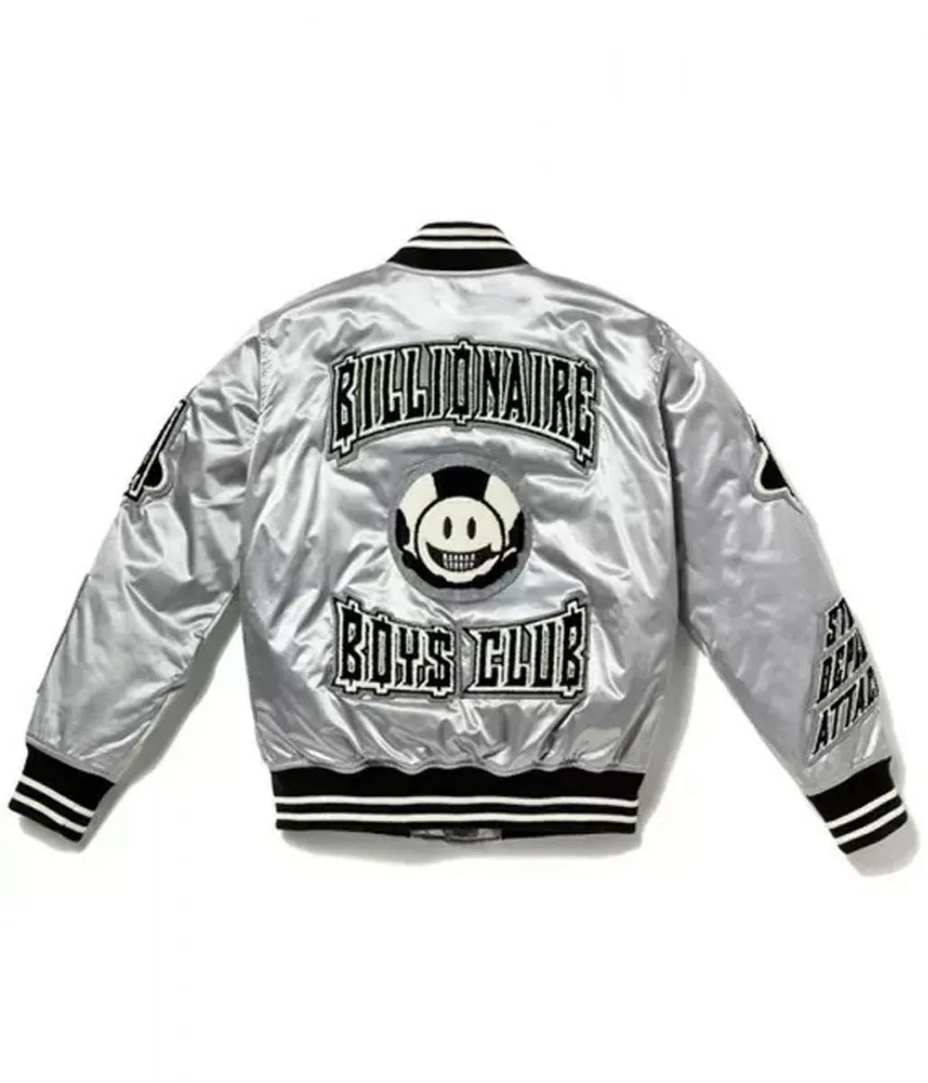 Billionaire Boys Club Eva BBC Satin Silver Jacket - back view