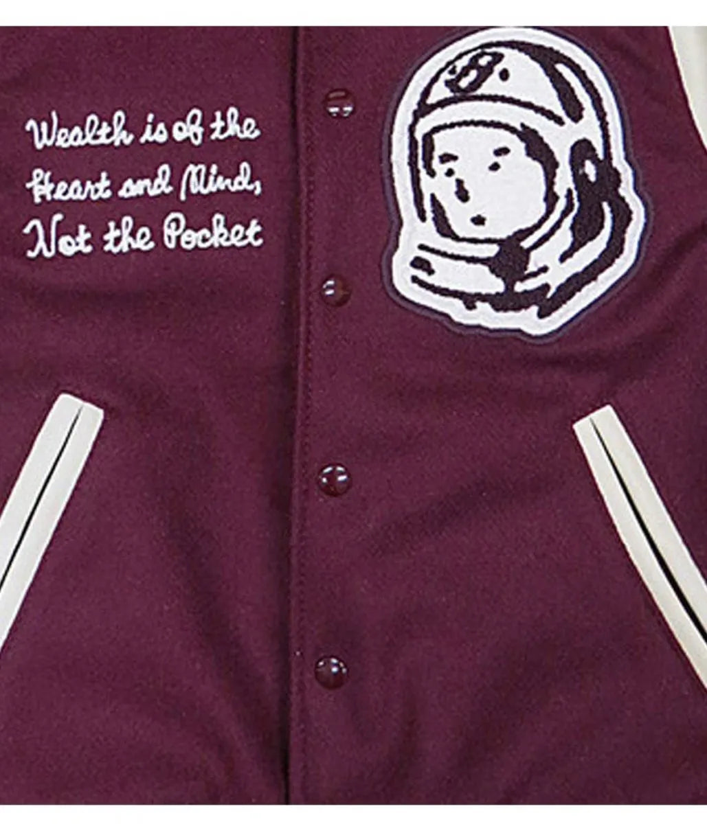 BBC Maroon and White Letterman Jacket - back view
