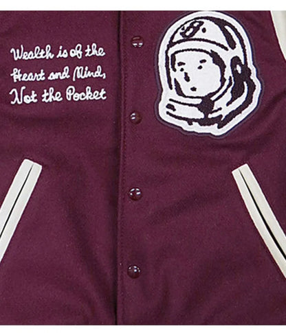 BBC Maroon and White Letterman Jacket - back view
