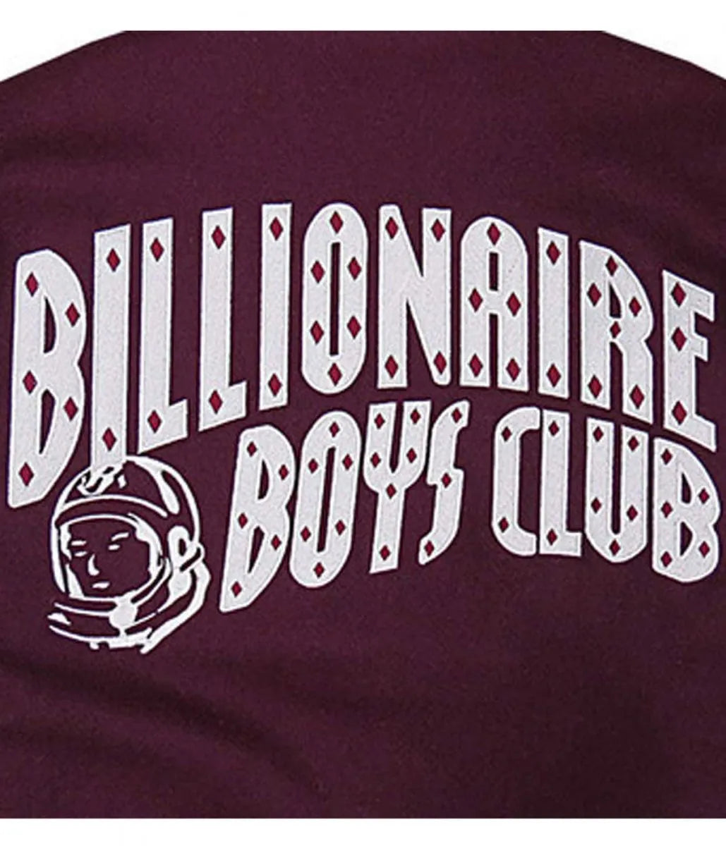 BBC Maroon and White Letterman Jacket - detail view