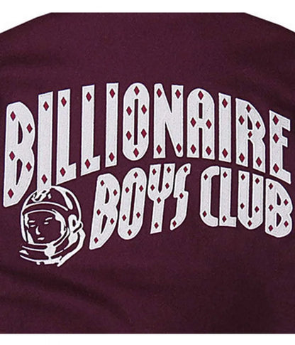 BBC Maroon and White Letterman Jacket - detail view