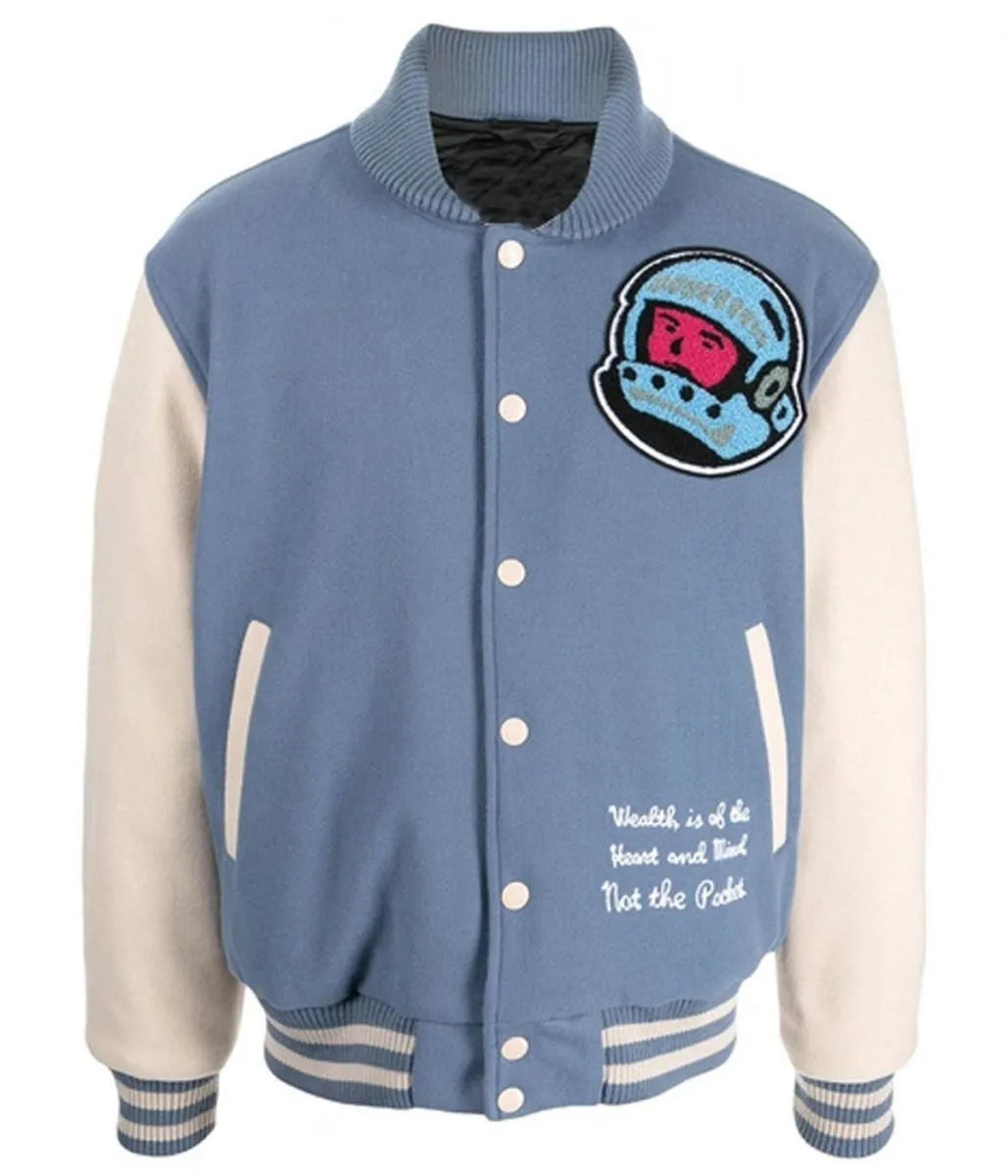 BBC Cafeteria Blue and Off White Letterman Jacket - alternate view