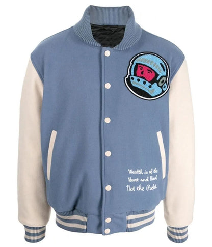 BBC Cafeteria Blue and Off White Letterman Jacket - alternate view