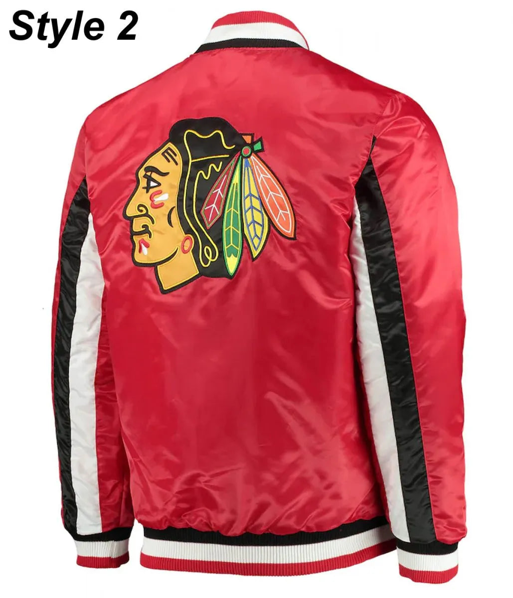 Chicago Blackhawks Black and Red Varsity Jacket - alternate view
