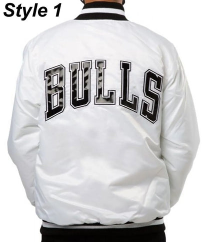 Chicago Bulls White Satin Jacket - detail view