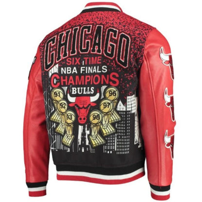 Chicago Bulls Red Championship Jacket - back view