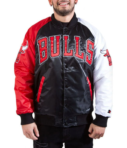 Tri Color Chicago Bulls Varsity Satin Jacket