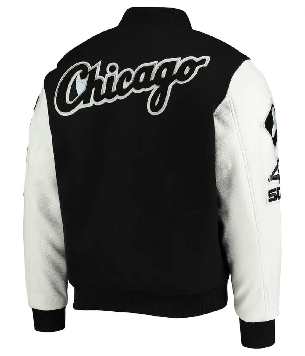 Letterman Chicago White Sox Black Wool Jacket - back view