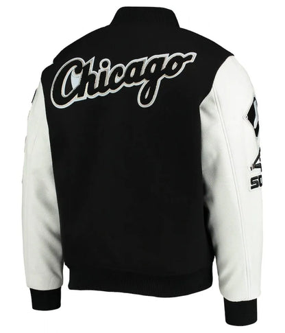 Letterman Chicago White Sox Black Wool Jacket - back view