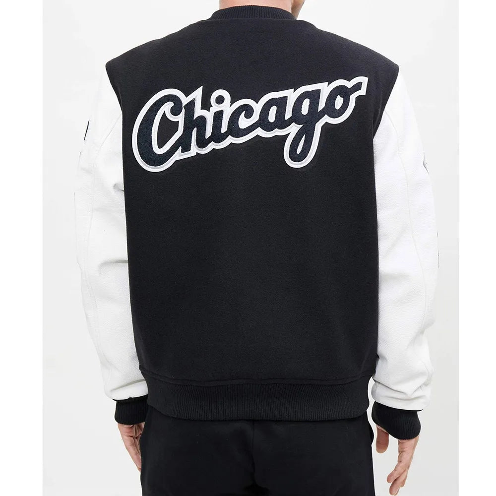 Letterman Chicago White Sox Black Wool Jacket - detail view