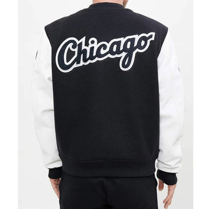 Letterman Chicago White Sox Black Wool Jacket - detail view