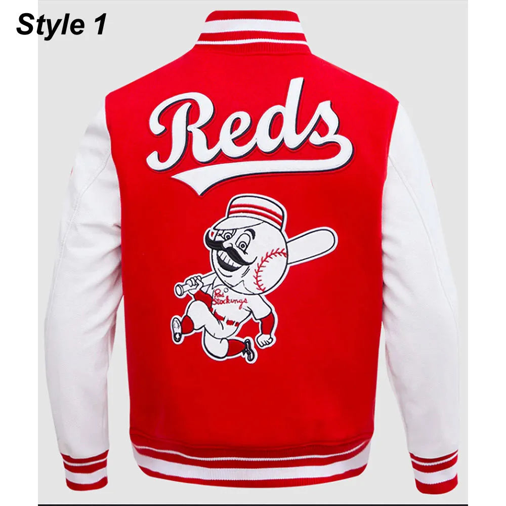 Cincinnati Reds Retro Classic Rib Wool Varsity Jacket - side view